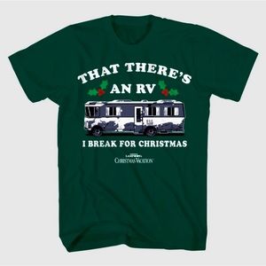 🆕 National Lampoon's Christmas Vacation Men Holiday RV T-Shirt Dark Green Small